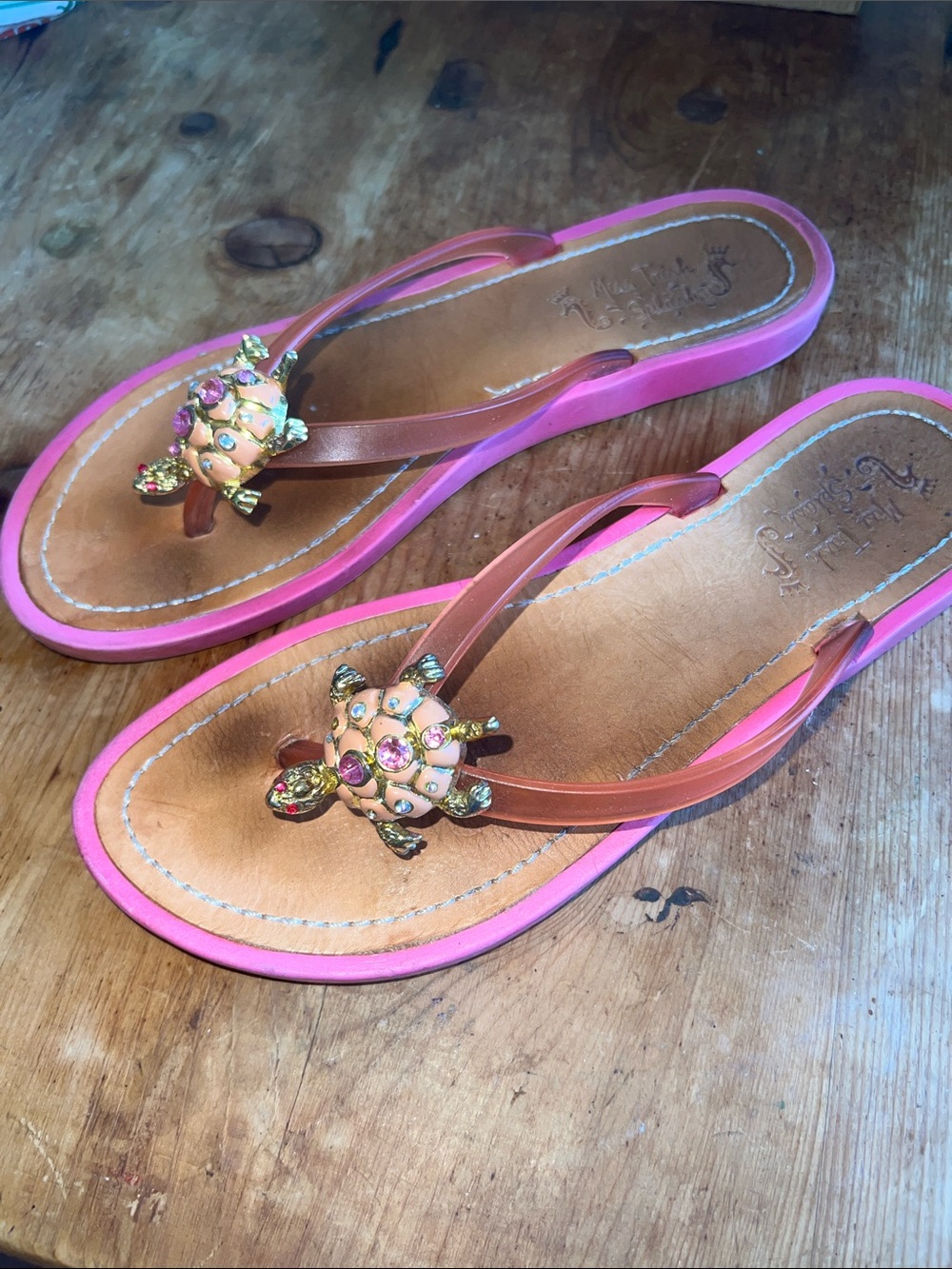Miss Trish Splash Bejeweled Turtle Sandals Preowned Size 8